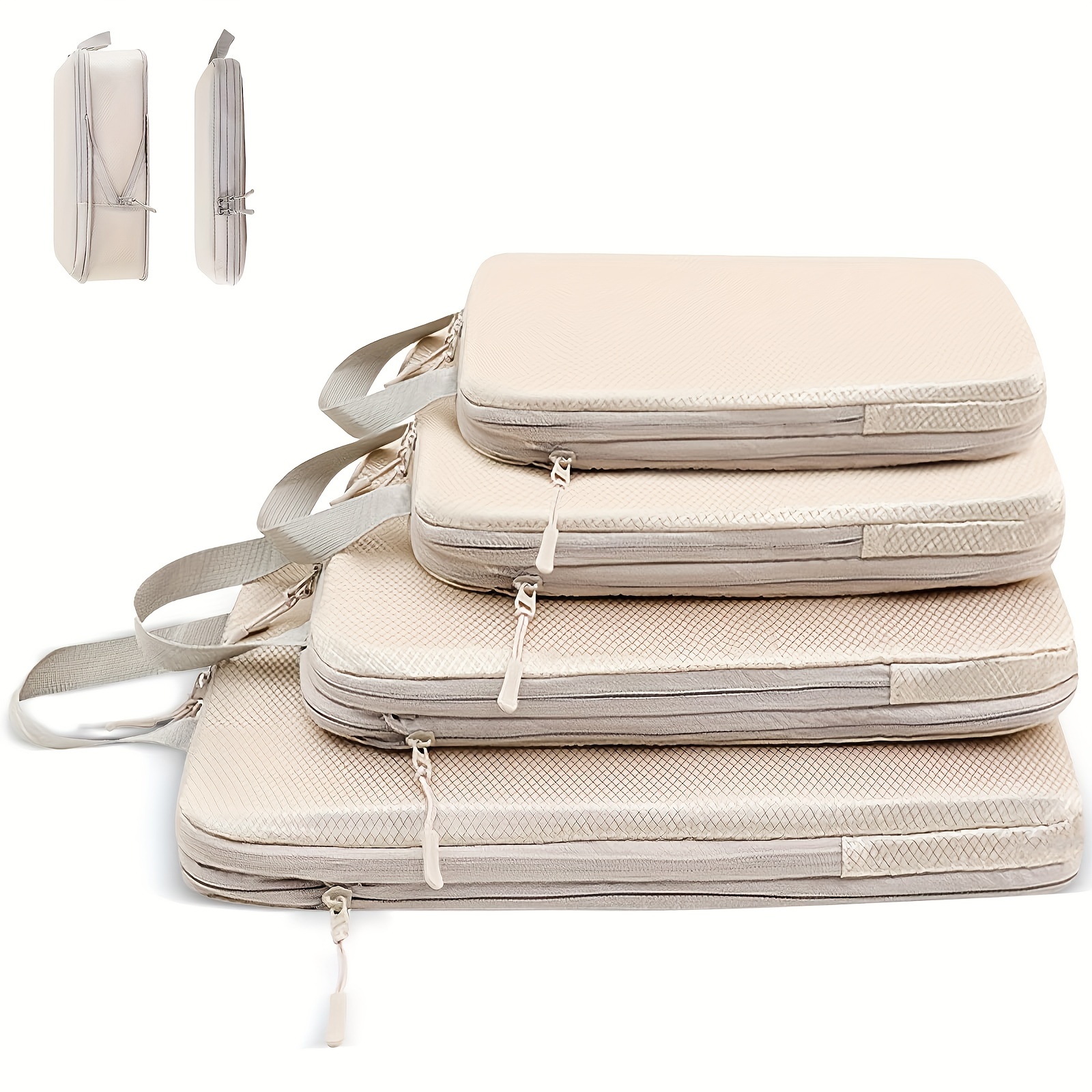 TEMU New In 2024: Travel Bags, Travel Bags, Convenient Travel Bags 4-piece Set, Adjustable Space, Clothing Classification, Travel, , Clothing