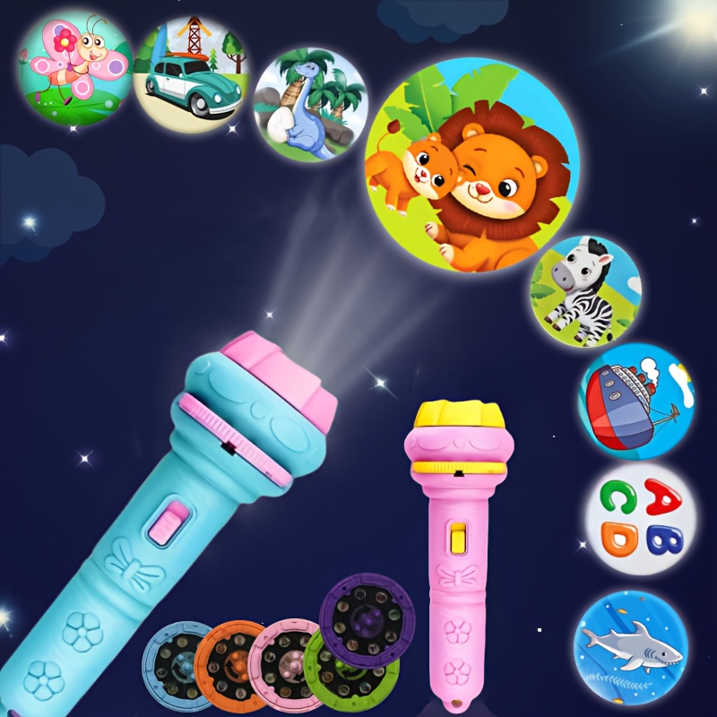 mini projector flashlight with 3 slides featuring 24 different patterns including animals dinosaurs vehicles and space   halloween gifts