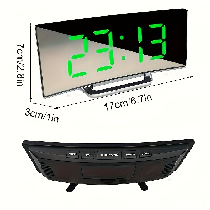 orologio elettronico   con    ,     led, orologio a specchio moderno  , sveglia digitale silenziosa, due modalità di  : batteria o cavo  ,   per la decorazione di soggiorni,   e case Dettagli dell'articolo 2