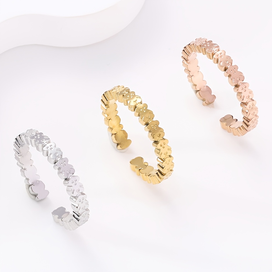 

Fashion And Cute Openning Rings - 18k Gold Plated Sttainless Steel Jewelry - Perfect Gift For Valentine's Day