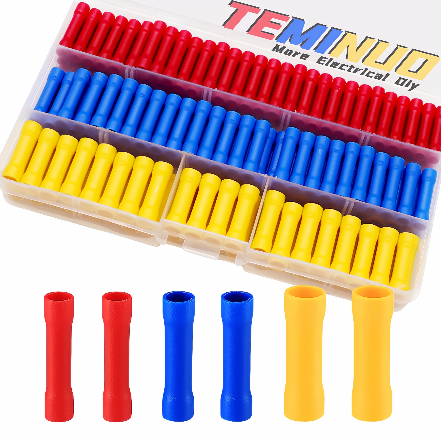 E-shop 150/70/50 Stück -Spleißverbinder-Set, 22-10AWG Vollisolierte PVC-Elektrodraht-Crimpverbinder, Sortierte elektrische gerade Drahtklemmen für