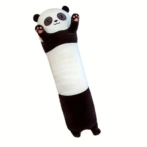 adorable cartoon panda plush long body cuddly stuffed animal toy in gray white room decor birthday gifts