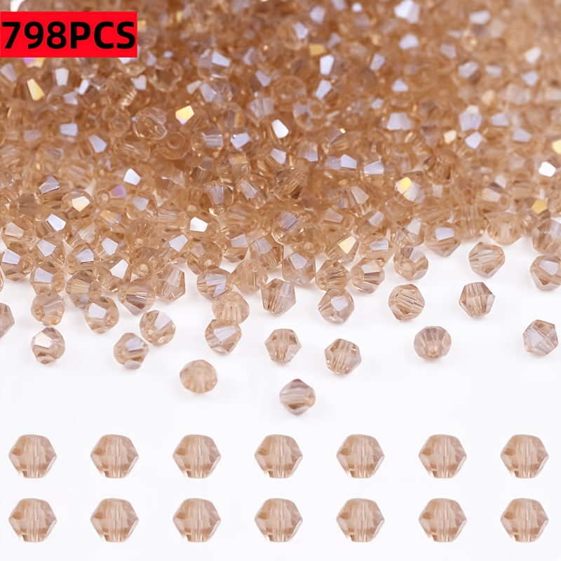TEMU 10 Strands Of 798pcs Of -colored 4mm Diamond-shaped Sparkling Glass Beads, Jewelry Making Supplies, Beads And Bead Assortments, Spacer Beads For