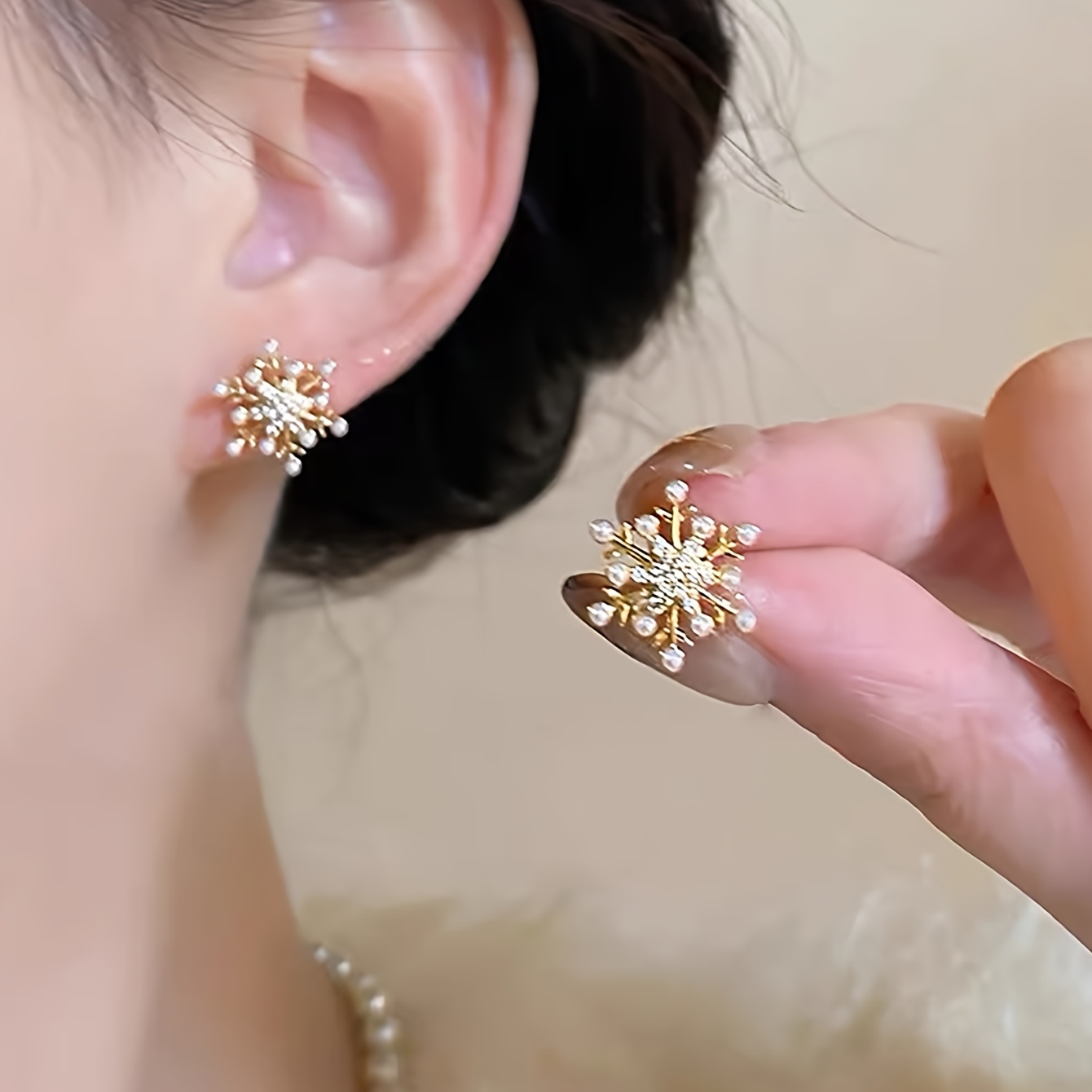 A Set Elegant Personalized Artificial Earrings Featuring A
