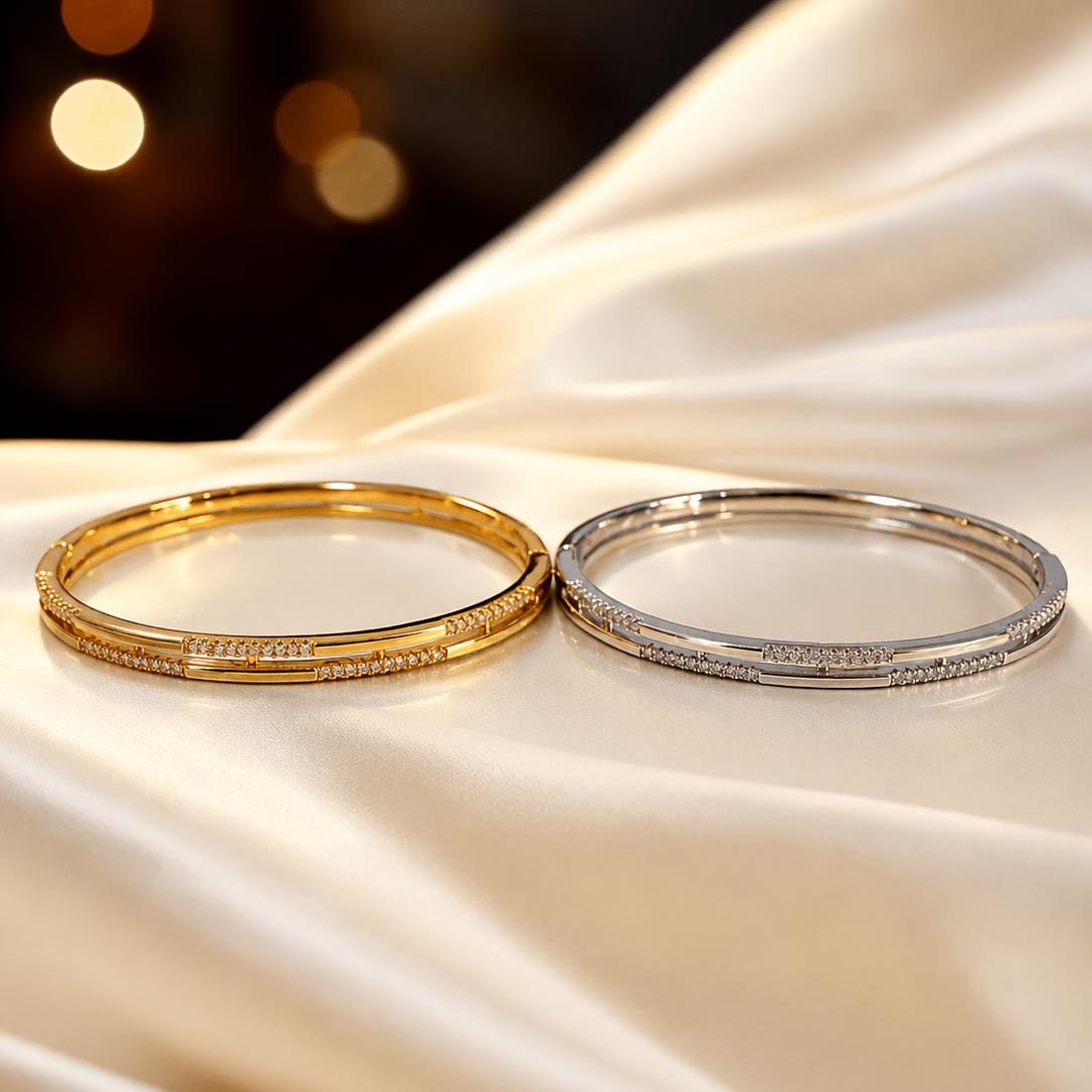 Women's Elegant Light Luxury Double Layer Thin Bangle, Daily Accessory