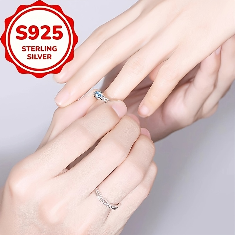 2pc Simple Elegant S925 Silver Hollow Interwoven Pattern Rings