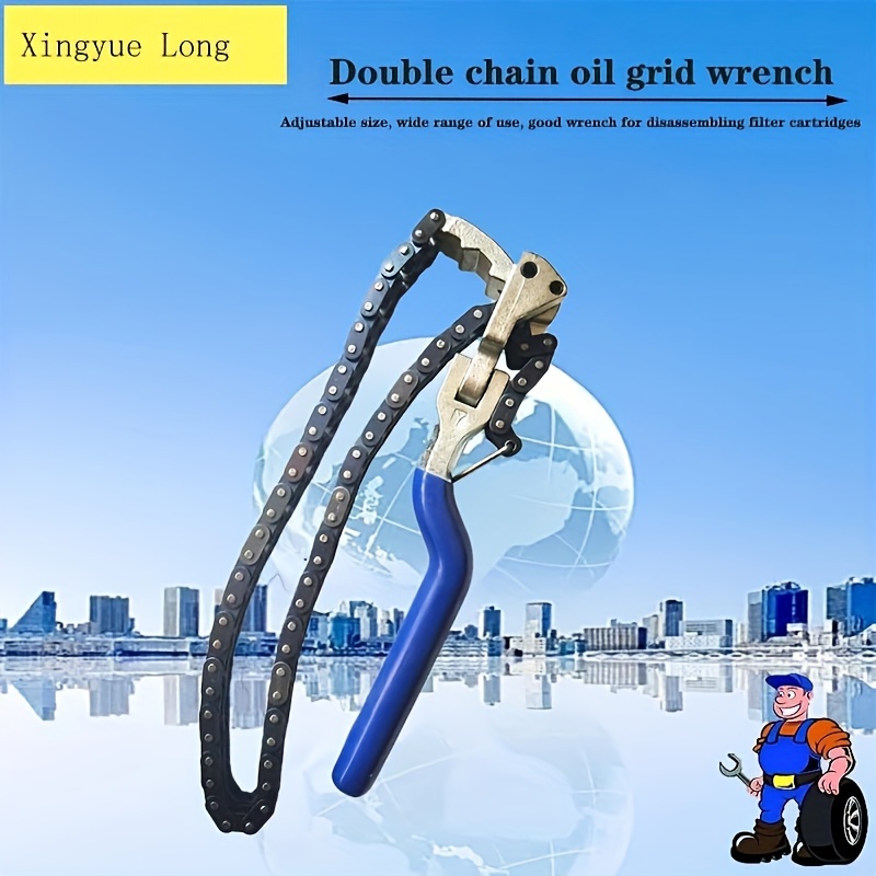 

Adjustable Chain-type Engine Oil Filter Wrench - Anti-slip Tool For Easy Disassembly & , Oil Grid, Universal