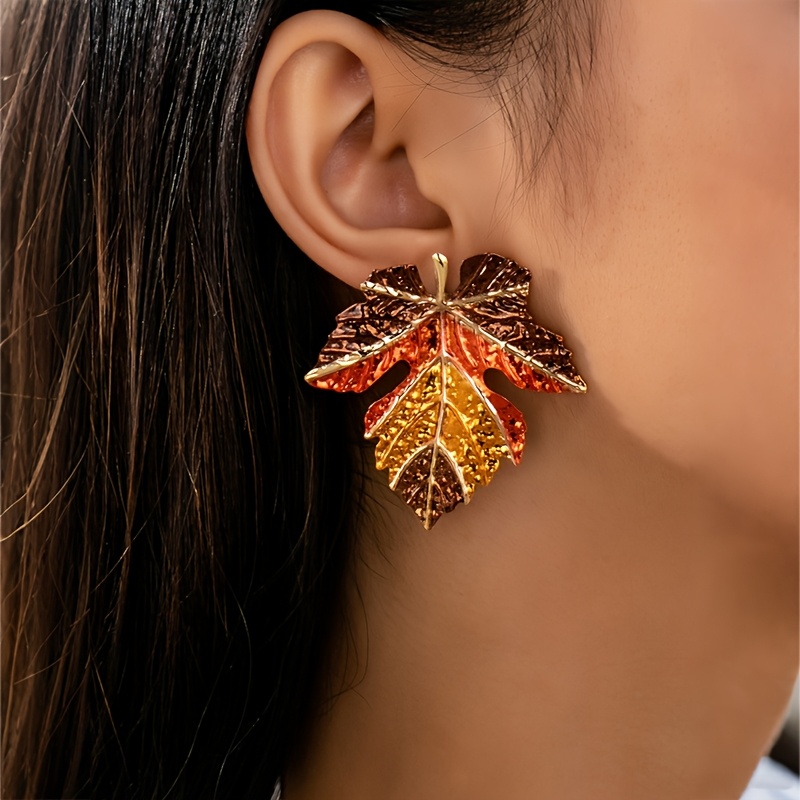 TEMU Autumn Maple Leaf Earrings For Women - En- Bohemian Style, Perfect For Fall & Winter, Everyday Wear, Casual Attire