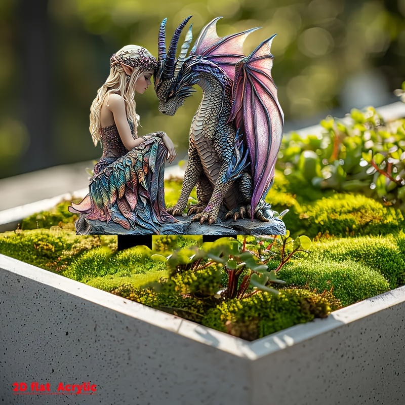 

& Dragon Stake, 11.8"x9.5", Acrylic Outdoor Decor For Potted And Patios, Weatherproof English Theme Yard Art, Perfect Gift