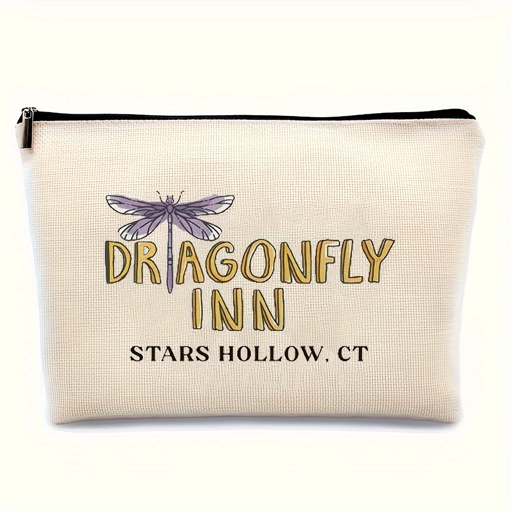 

Gilmore Girls Inspired Dragonfly Makeup Bag - Waterproof Linen, Scent-free Cosmetic Pouch For Women & Friends - Perfect Gift For Birthdays, Christmas, Thanksgiving