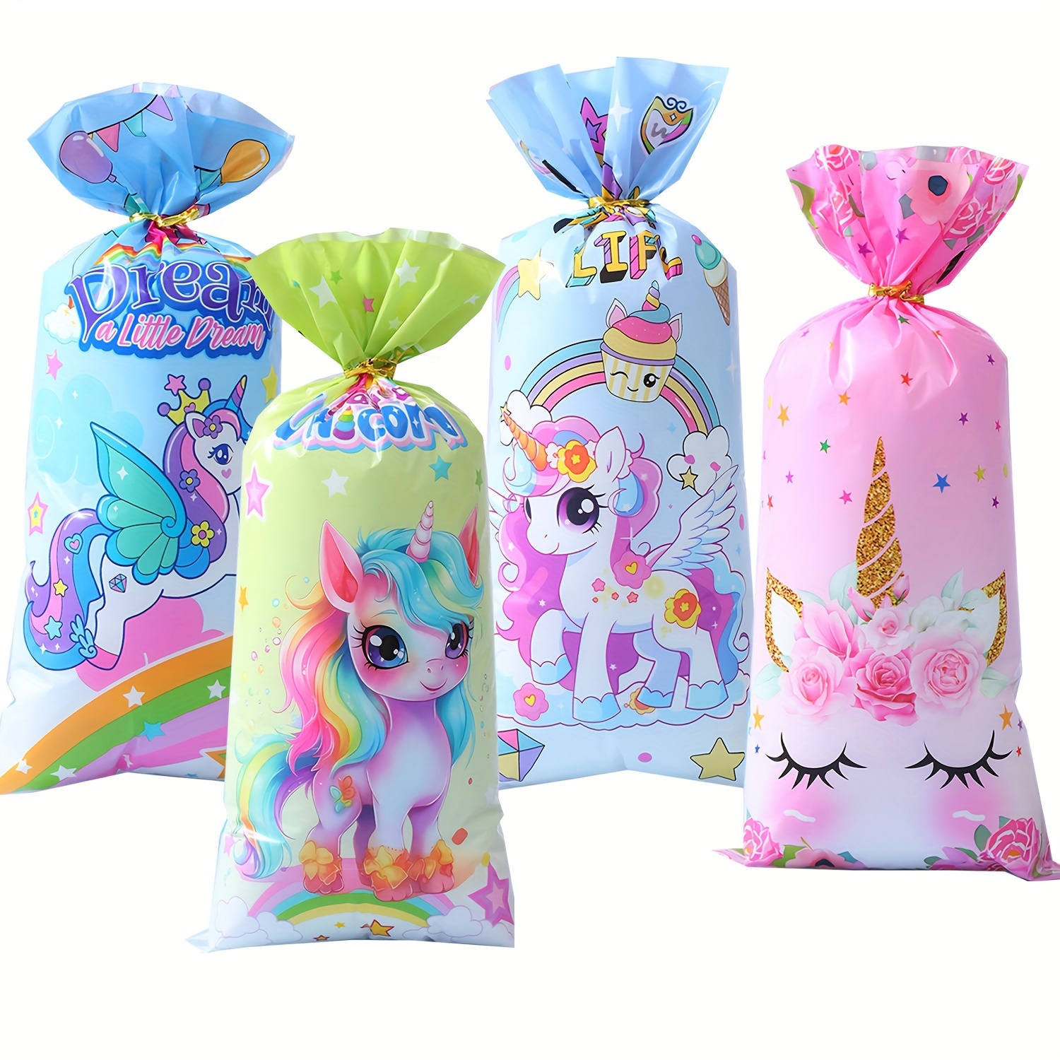 

50-piece Party Favor Bags, 12.5x27.5cm - Cartoon-themed Candy & Gift Bags With Ribbons For Birthday Celebrations