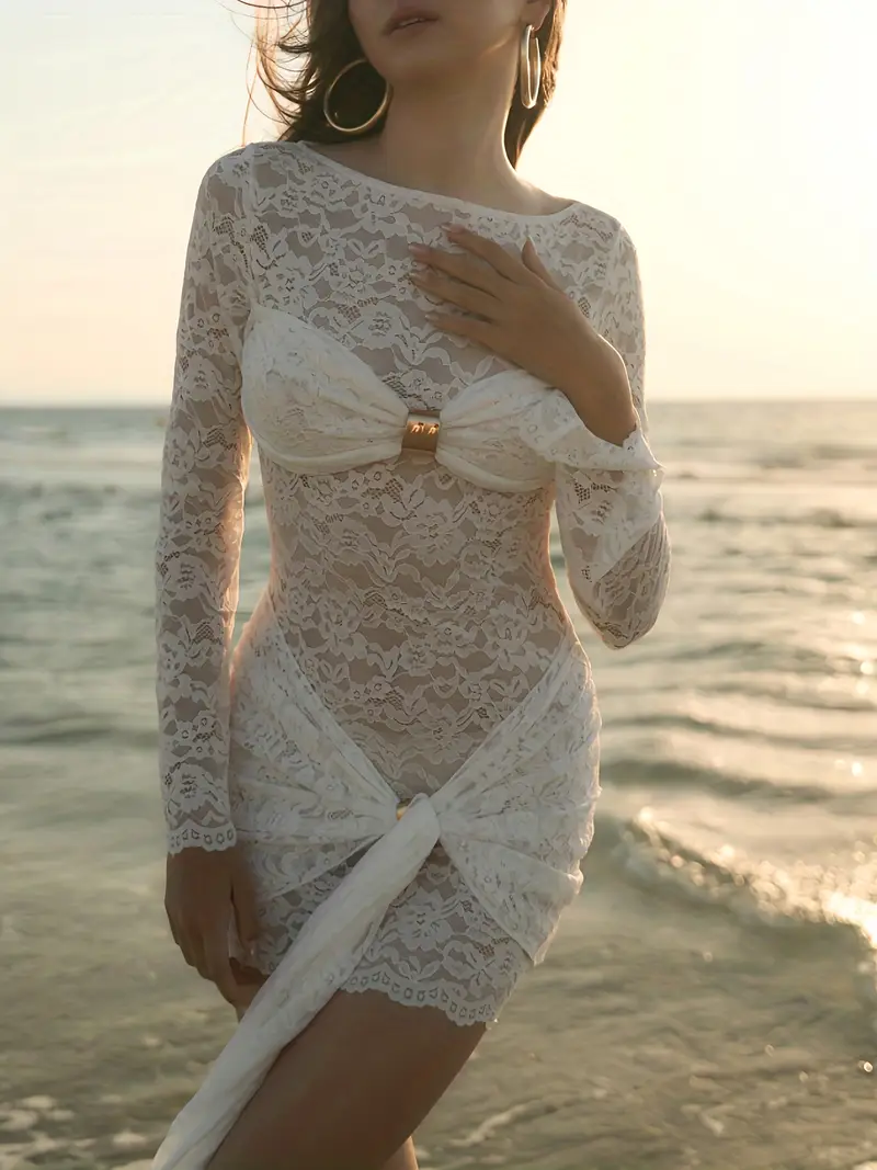 form fitting lace dress Jovani Bridal JB02579 size 8 Long Sleeve Lace Mermaid Wedding Dress Backless V Neck