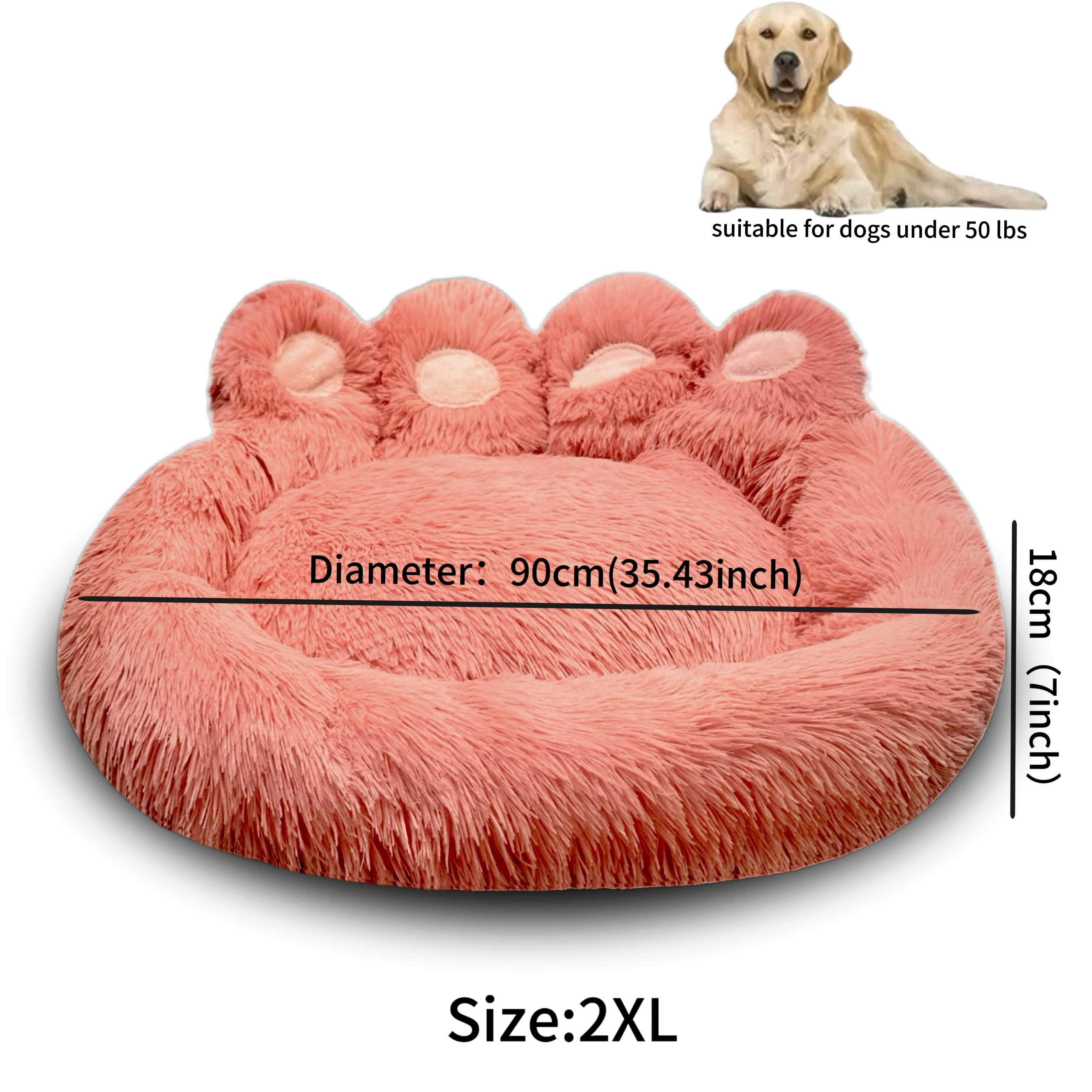 deluxe   plush pet bed ultra soft   fur round lounger for dogs cats warm and calming donut nest with anti slip bottom thick pp filling machine washable   small medium large breeds all year round Product details 8