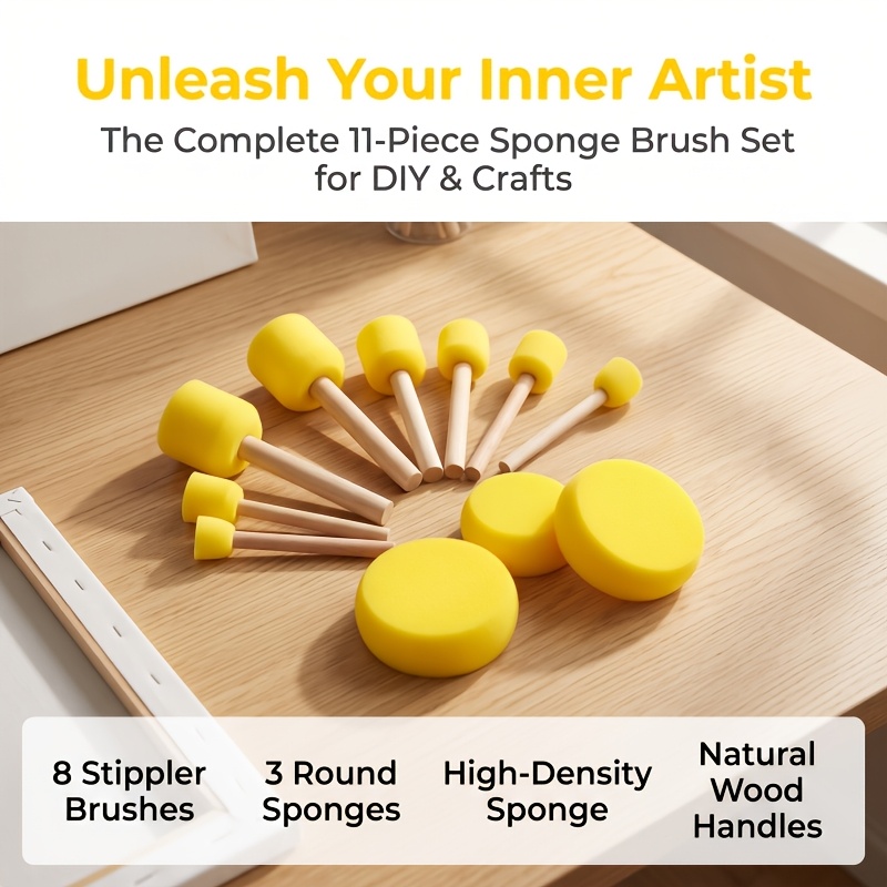 TEMU 11pcs Set Of Round Sponge Professional Stamps, 4 Sizes (1.57 Inches, 1.81 Inches, 0.79 Inches, 0.), Suitable For Graffiti, Painting And Art
