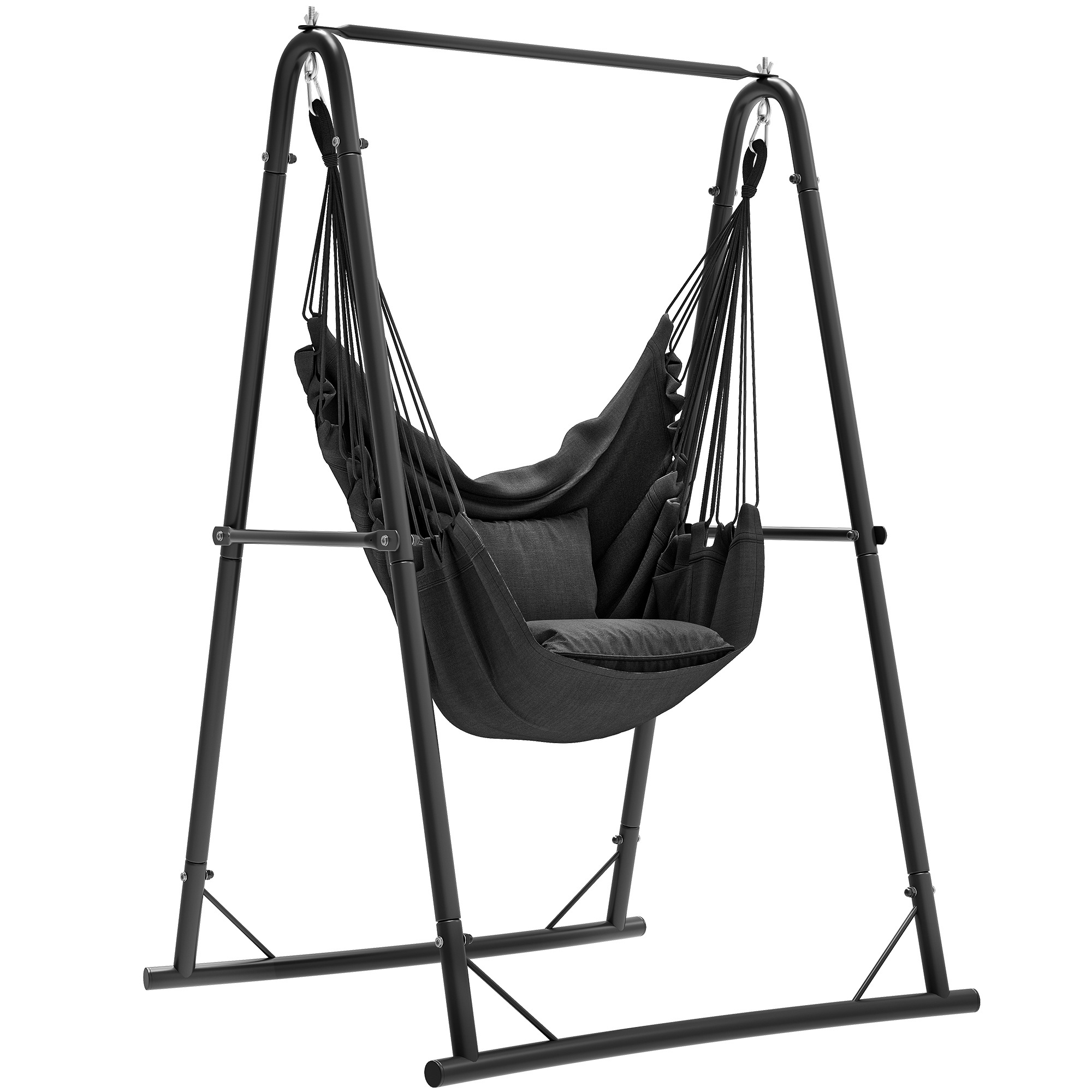 E-shop Hängesessel mit Ständer 105X93X160Cm, Robuster Stahlrahmen Hängesessel mit Schaukel, Max. Belastung 150Kg, Outdoor Schaukelstuhl mit 2 Haken und