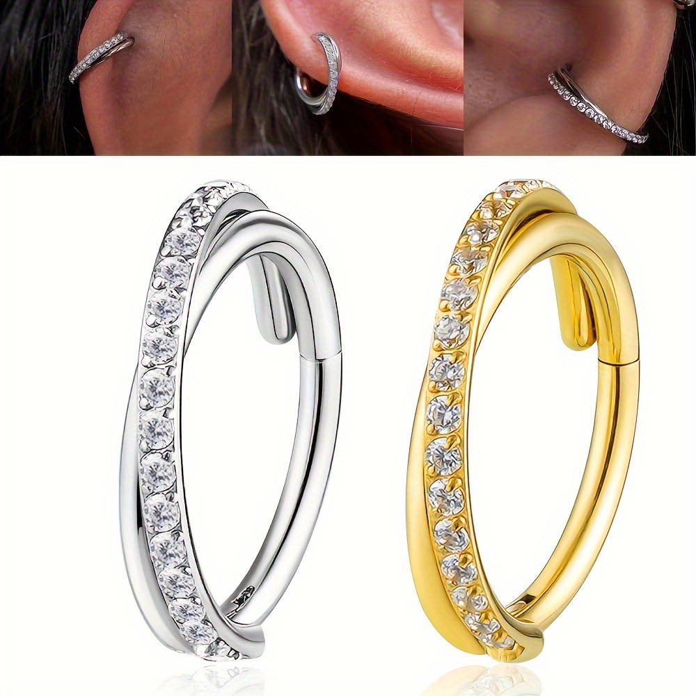 1pc 16g cartilage earring hoop conch spiral leaf piercing - Temu