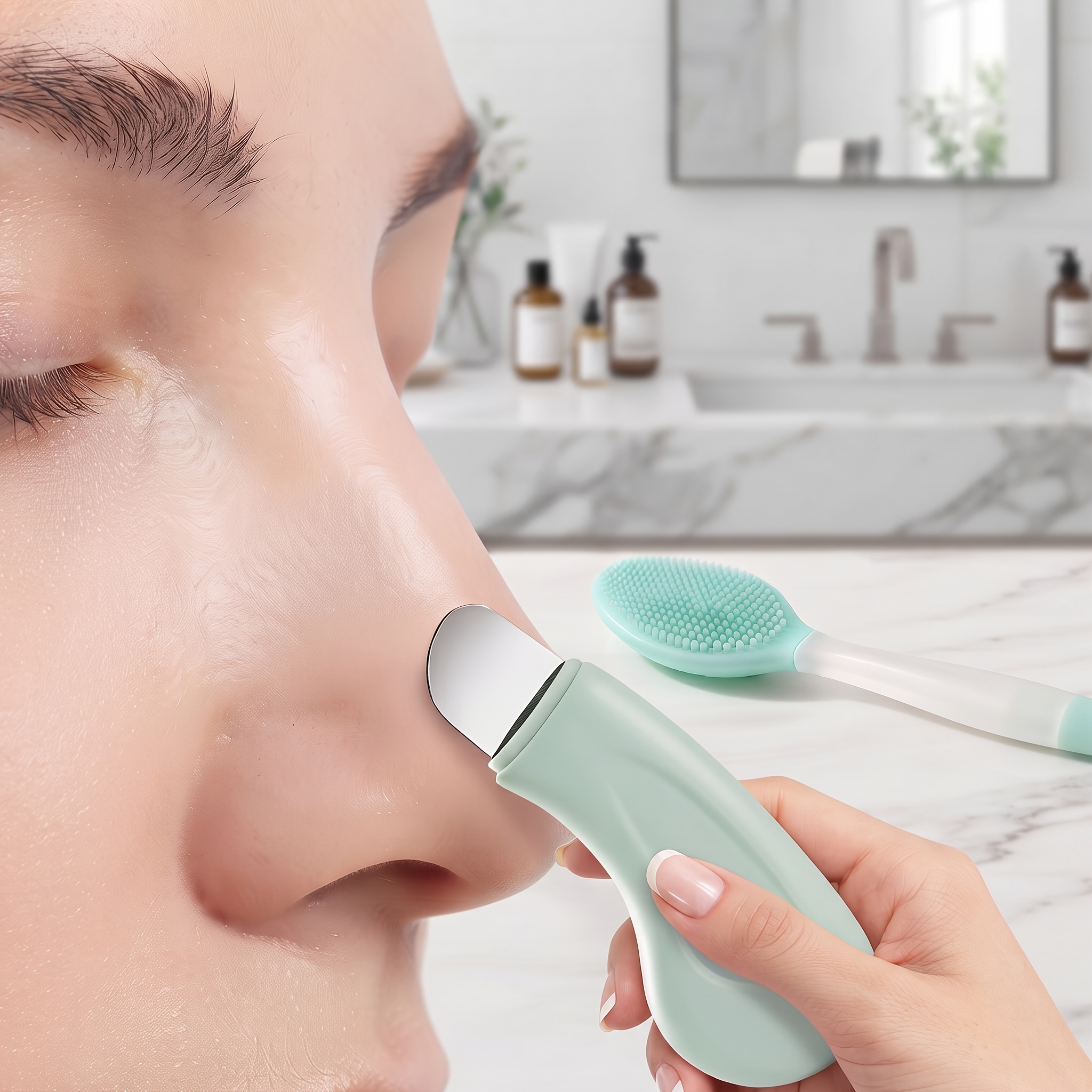 4pcs Facial Cleansing Kit with Scrub Brush & Blackhead Scraper