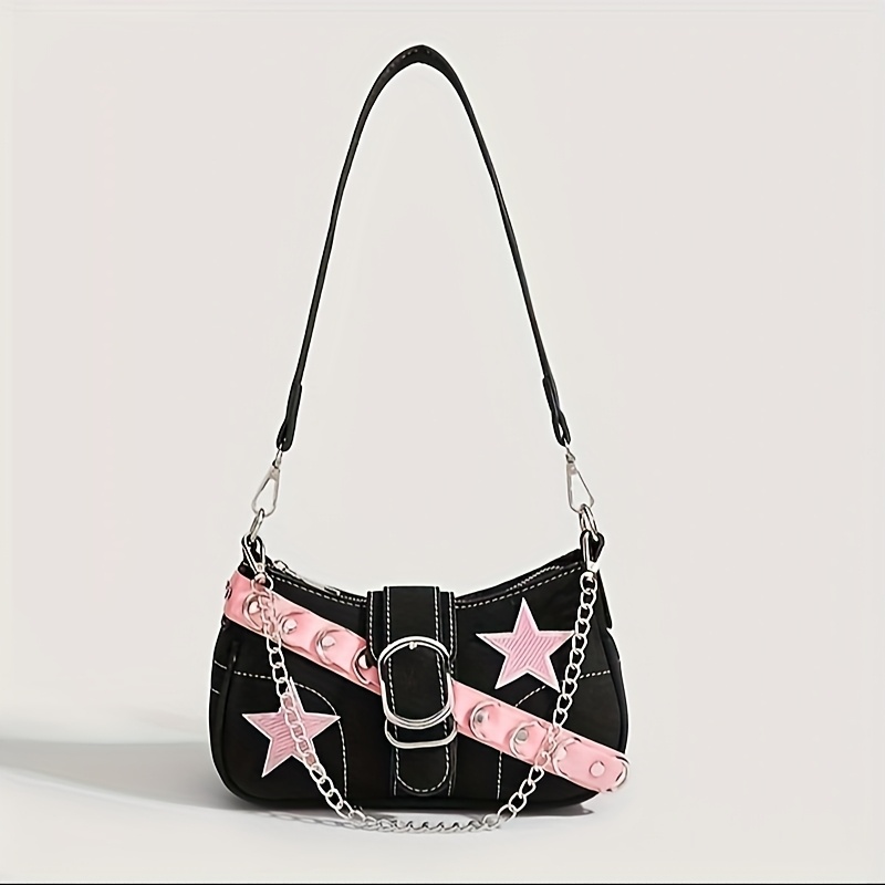 Stylish Black With Accents, Zipper Closure & Adjustable Strap - Chic Design Handbag For Women