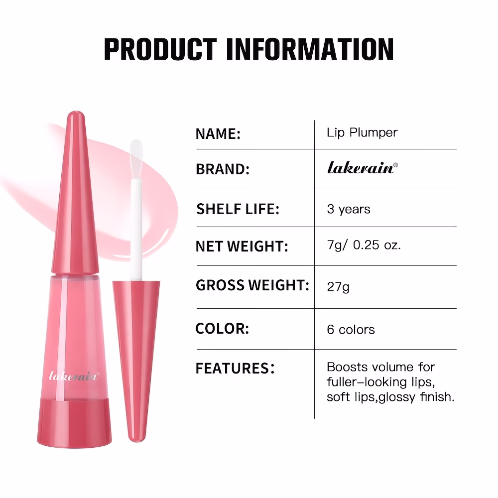 lakerain lip plumper plumping lip gloss oil plumping lip oil non dry glossy lip oil with light beige friendly formula lip moisturizer for all light beige types easy application post gloss care for full lips 7g 0 25oz Product details 3