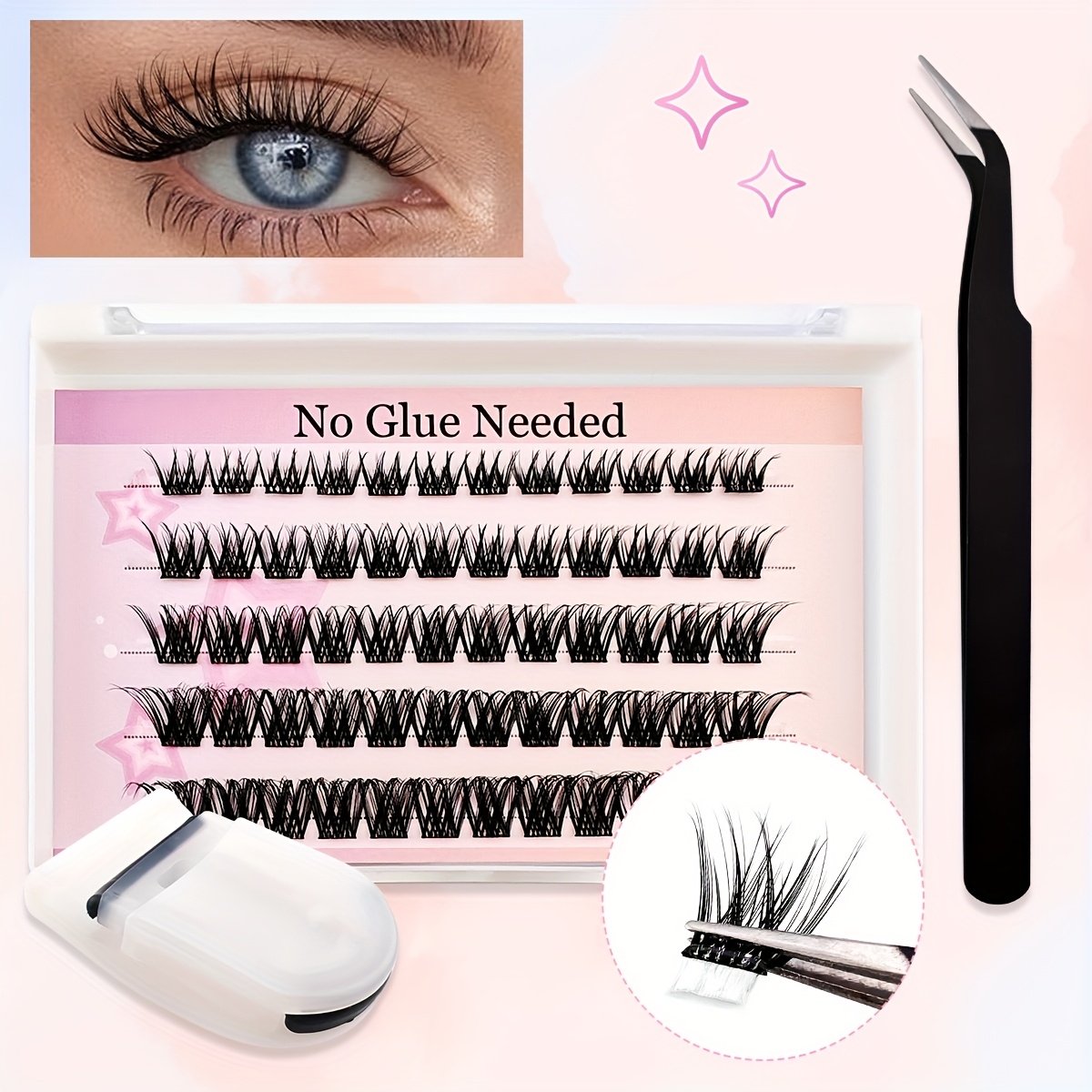 60 clusters of self eyelashes fluffy and cat easy to apply self false eyelashes kit natural look beginner friendly details 1