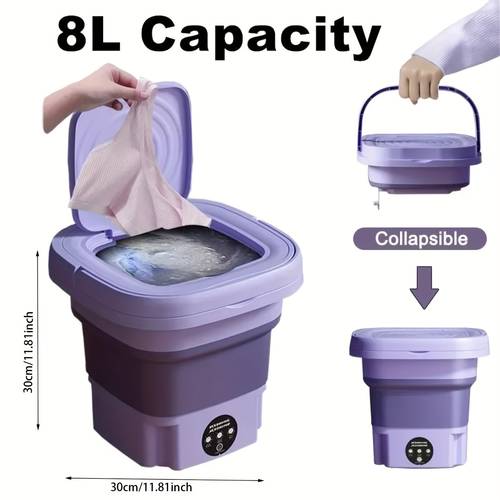 portable washing machine foldable mini washing machine portable washer for underwear socks baby clothes towels pet items apartment hotel rv camping sickroom 8l small laundry items and more purple