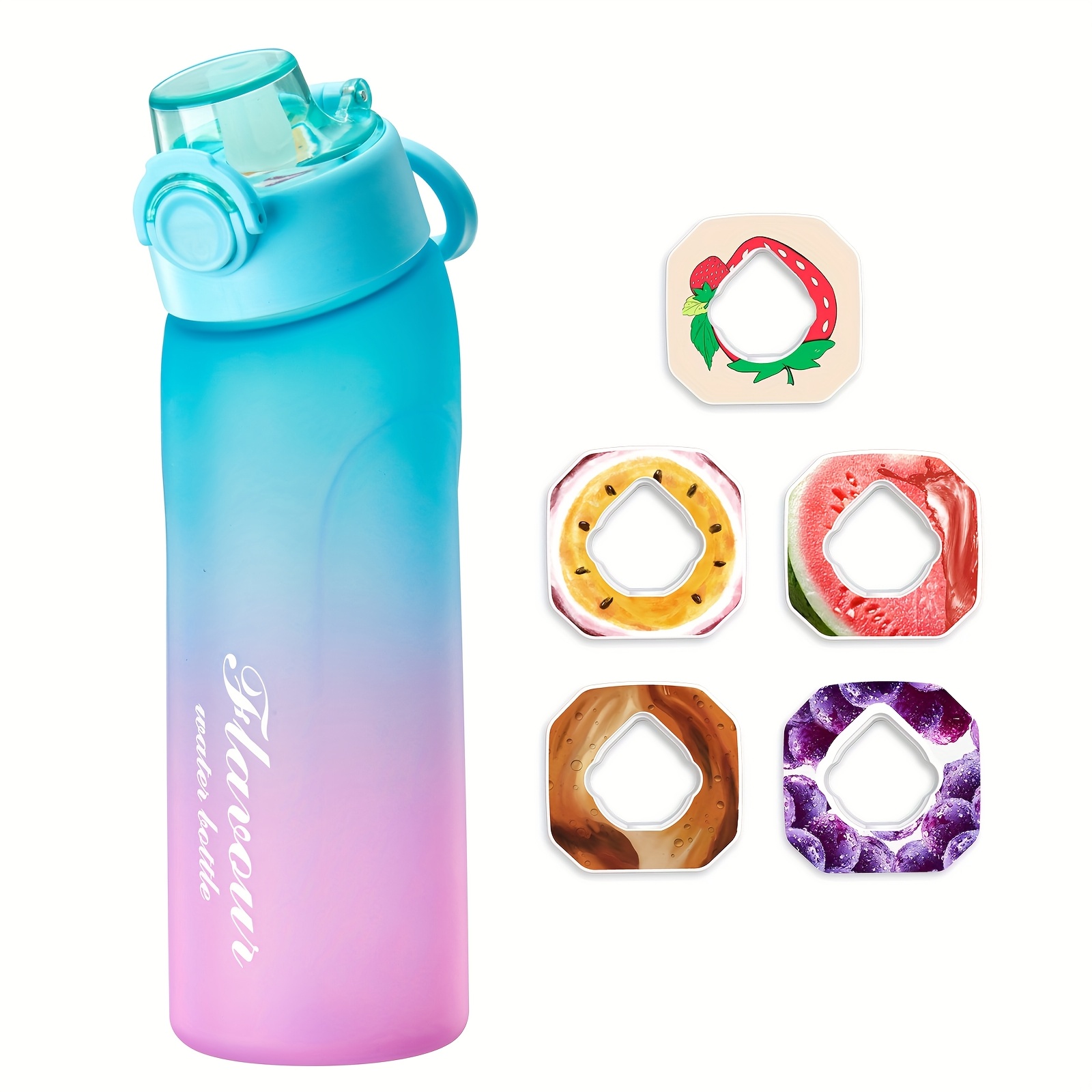 

Air Flasche, Air Flasche 720ml, 720ml Trinkflasche Mit 5 Wasserflasche, Für Radfahren & -sportarten & Purple + 5 Flavour