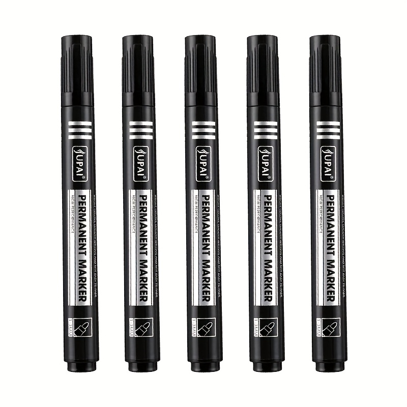 TEMU 5pcs/6pcs Oil-based Markers, Markers, Waterproof Markers, Markers, Black, Red, Blue Non-erasable Markers