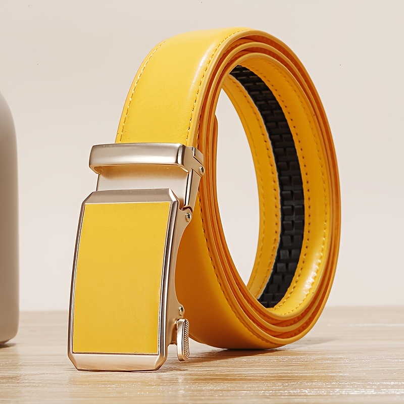 TEMU 1pc Multicolor Automatic Buckle Belt, Men Women Narrow Belt, Fashion Candy-colored Waistband, Easy Versatile Belt, Automatic Buckle Waistband,
