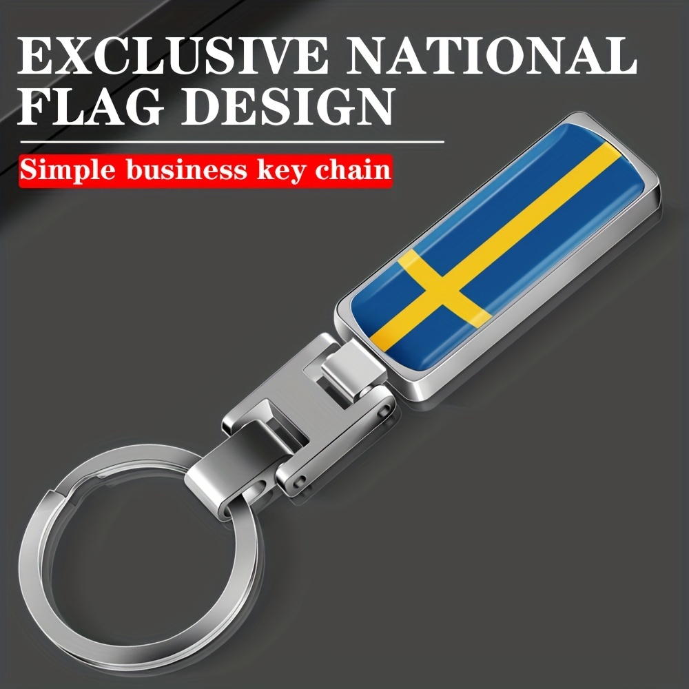 

Exclusive Swedish Flag Design Key Chain - Simple Business Key Chain With Free-spinning Ties