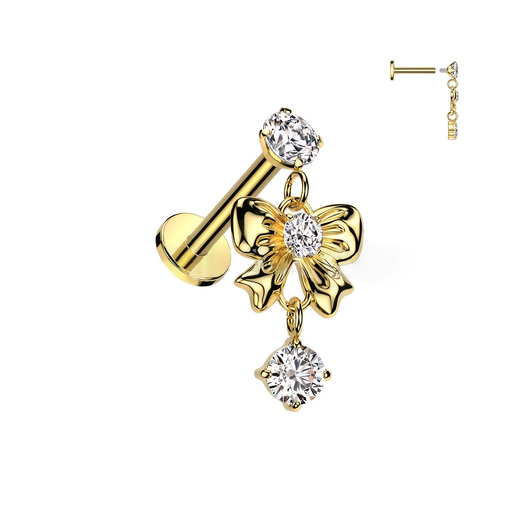 E-shop 1 Paar Süße Schleife Anhänger Piercing Ohrknochen Stecker Ohr Helix Stecker Lippenstecker Flache Basis Innen Gewinde Schraube Piercing Ohr