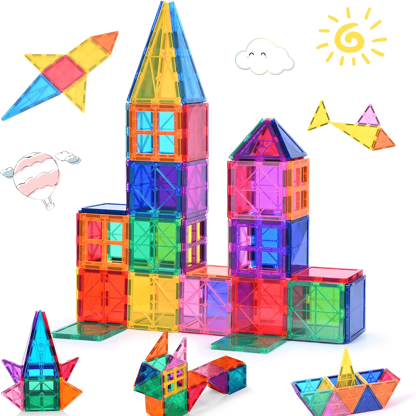 TEMU Dalles Magnétiques, Ensemble de de Construction Magnétiques, 58 pièces, Convient aux Enfants, Garçons et Filles, Cadeau de Fêtes