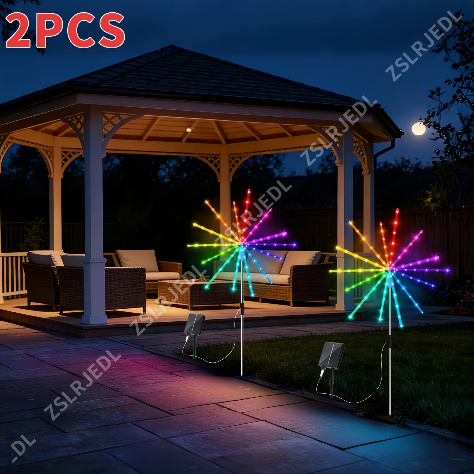 TEMU Solar Ground Light Fireworks Fairy Explosion Light Star String 248led Meteor Lights Solar Powered With Remote Control Usb Charging, 84 Lighting