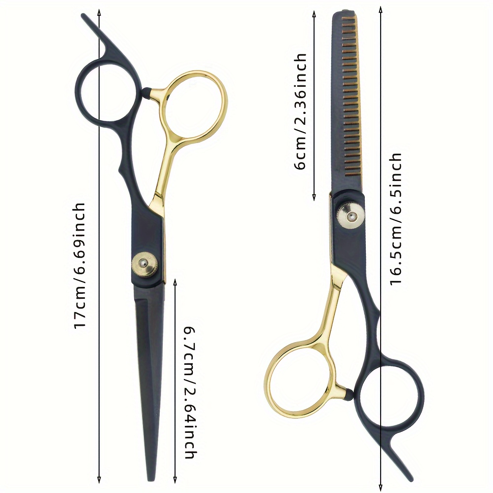professional hairdressing scissors set black golden thinning shears relaxed texture hair right handed normal hair type hairdressing tools kit details 4