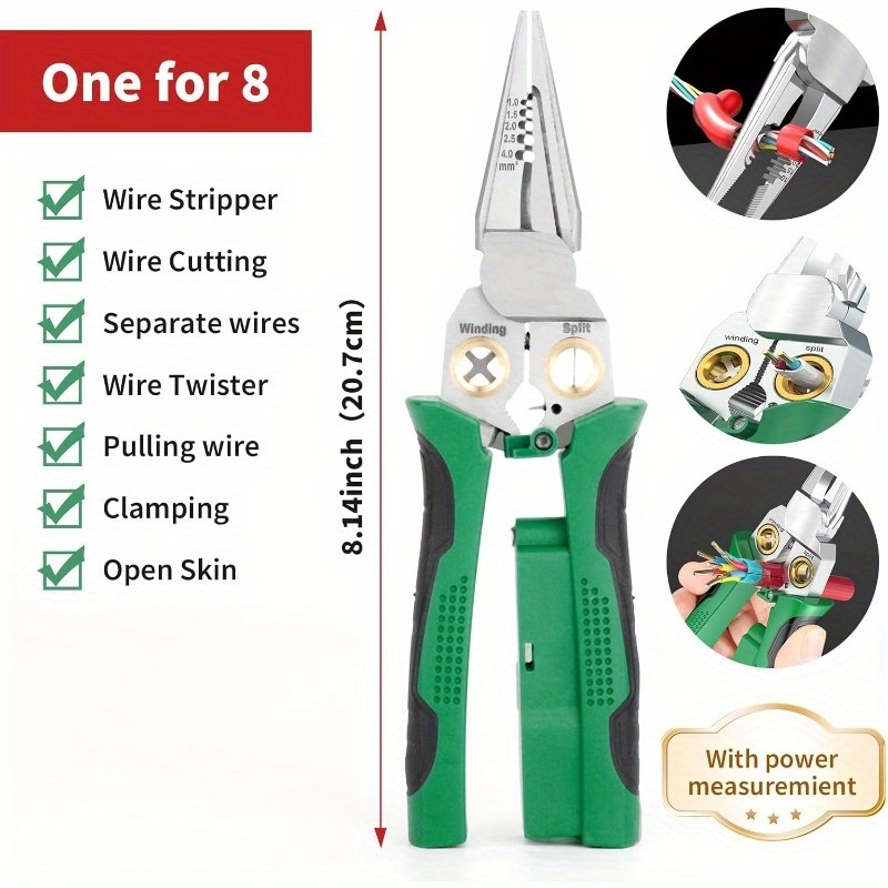 TEMU Wire Crimper Stripper With Voltage Detector & Dual Alarms - Heavy Duty 12-250v Ac/ Tester For Hot/ Neutral Wires - Electrician, Hvac, Car Repair
