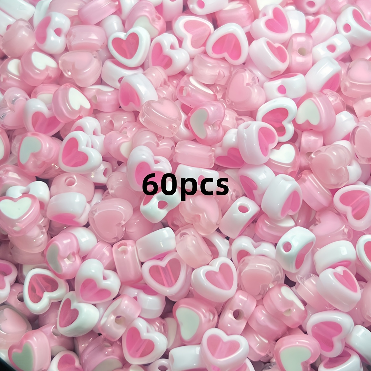 60pcs Acrylic , 8mm, Assorted Pink Tones, For Making, Women's Fashion Phone Charm Necklace