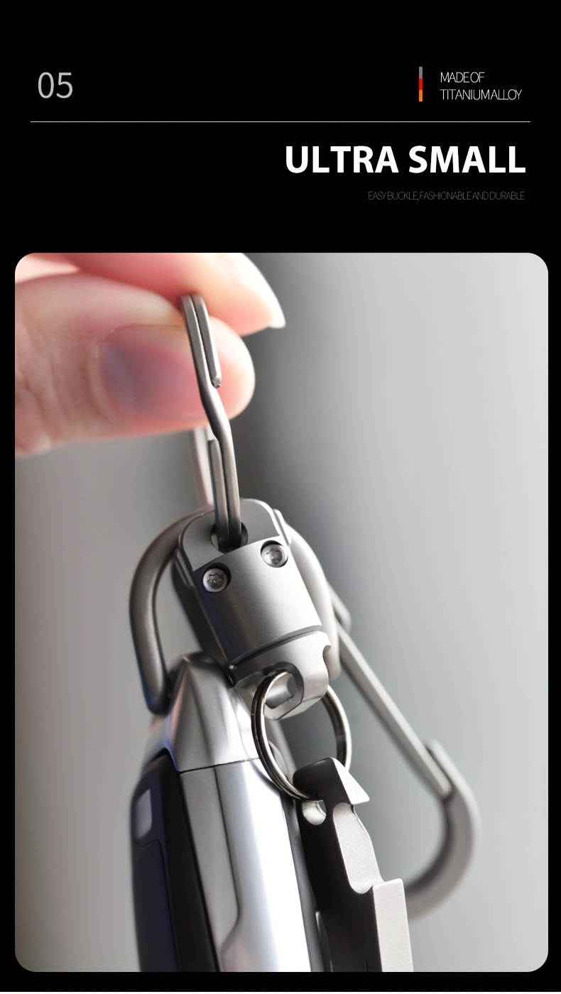 1-Pack Titanium Alloy Magnetic Keychain Buckle – Quick Release Rotatable Clip for Keys, Belt Loop, EDC Tool, Fishing Gear, Lightweight & Durable Gray Metal Design