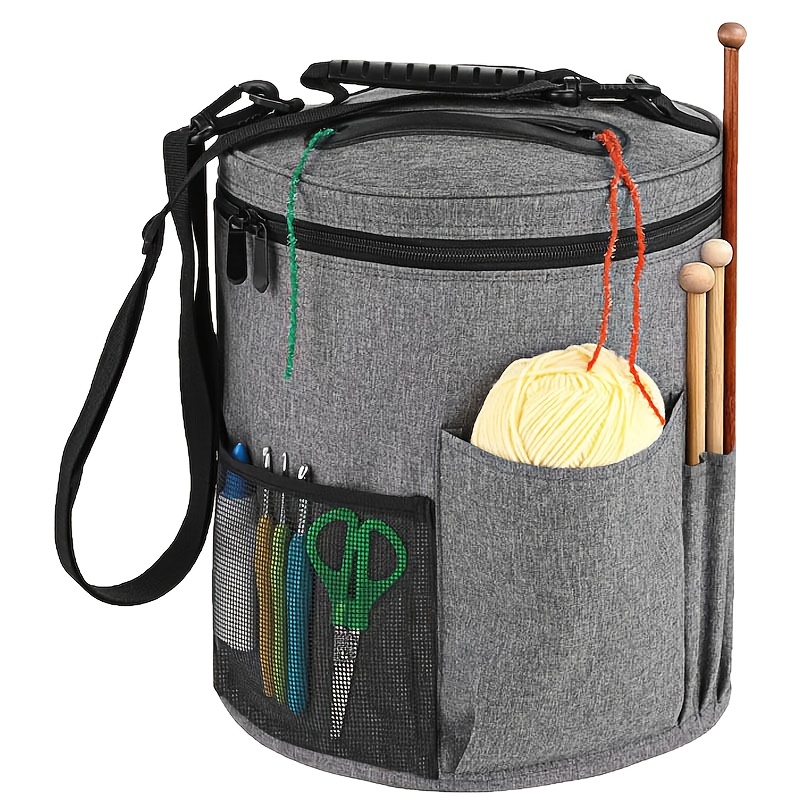 Image of 1pc Large Capacity Crochet Bag: Yarn Storage, Knitting Needle Organizer, Front Pocket Crochet Tote For Storing Yarn, Hooks, And Needles - Durable And Lightweight., Yarn Storage