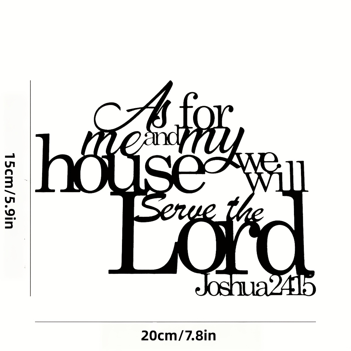 TEMU Art mural plat 2D, 1 pièce, art mural plat 2D en acrylique, avec le biblique : " et ma maison, servirons le Seigneur" (Juges 24:15). Cette