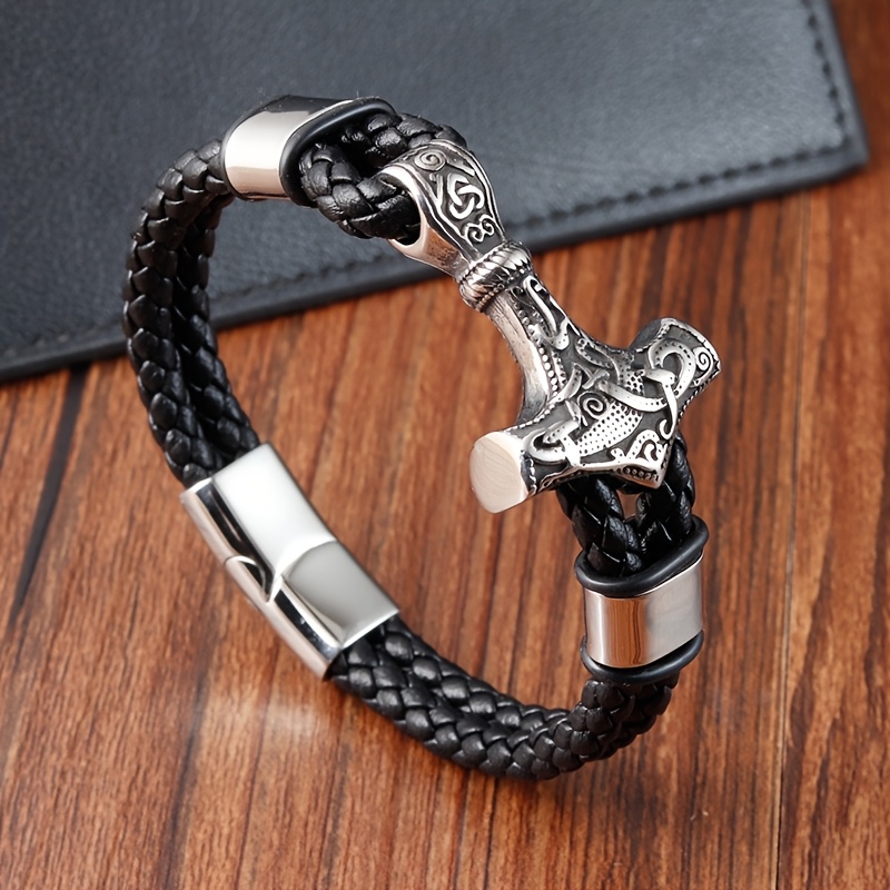 Men's Thor's Hammer Amulet Bracelet, Unisex Viking Design