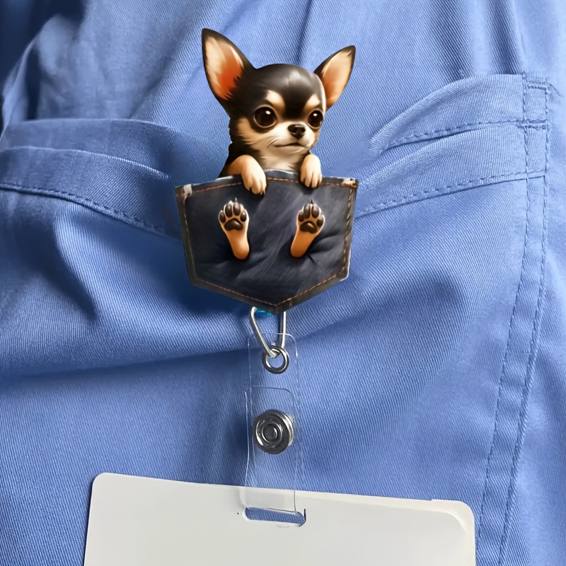 

Chihuahua Retractable Badge Reel Holder, Acrylic Id With Alligator Clip, Name Badge Holder, With For Nurses, Medical Students, Doctors, Nurses, And Practicing Nurses