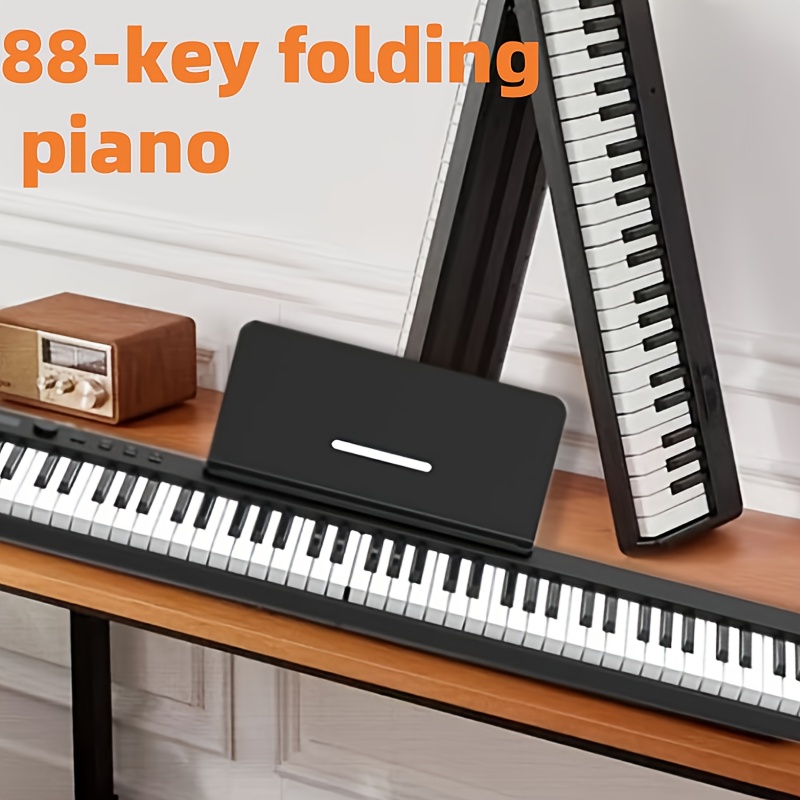 Piano plegable de 88 teclas, práctico y multifuncional de 88 teclas, alta gama, portátil, inteligente, electrónico, con estuche Oxford grueso, cable de carga USB, soporte de música y pedal incluidos.