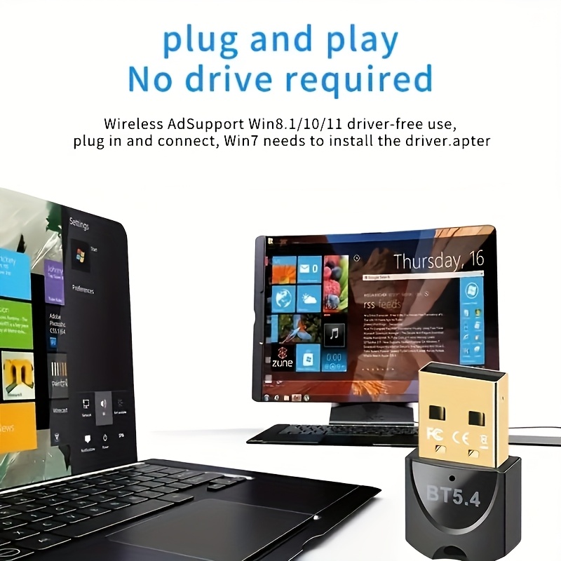 Adaptateur réseau sans fil USB 5.4, récepteur dongle sans fil USB, pour ordinateurs/casques/claviers/souris haut-parleurs et nombreux autres appareils, alimenté par USB, brancher et jouer, sans fil, pas de pilote requis, externe