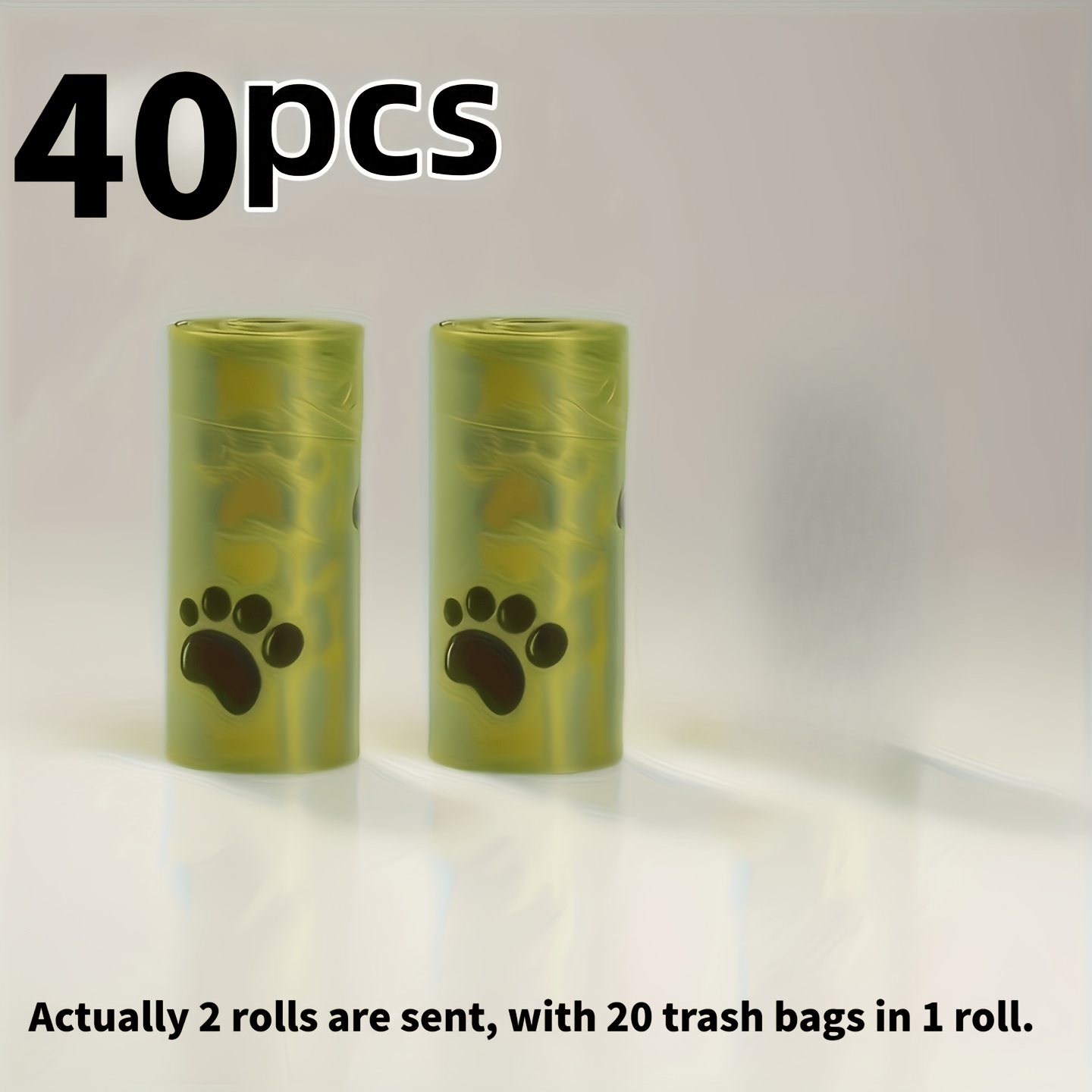 TEMU Gift For Her/him 40pcs (20pcs Per Roll, Rolls) Heavy-duty Leak-proof Pet Poop Bags, Cute Paw Print Design - Durable Polyethylene Material,
