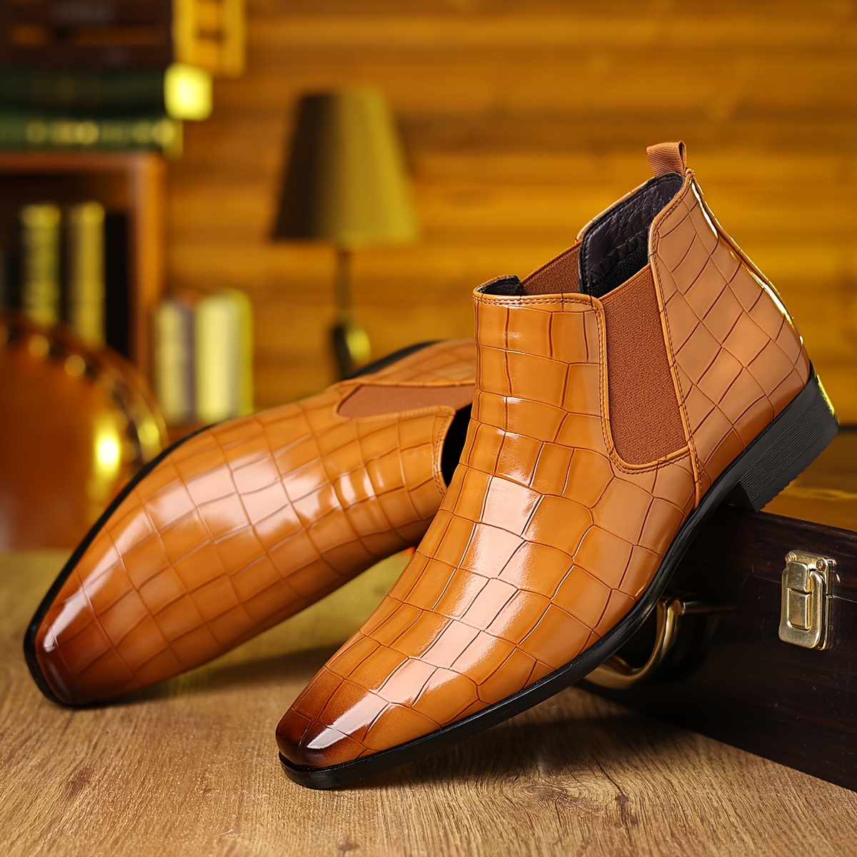 mens pointed toe trendy chelsea boots anti skid high top - Temu