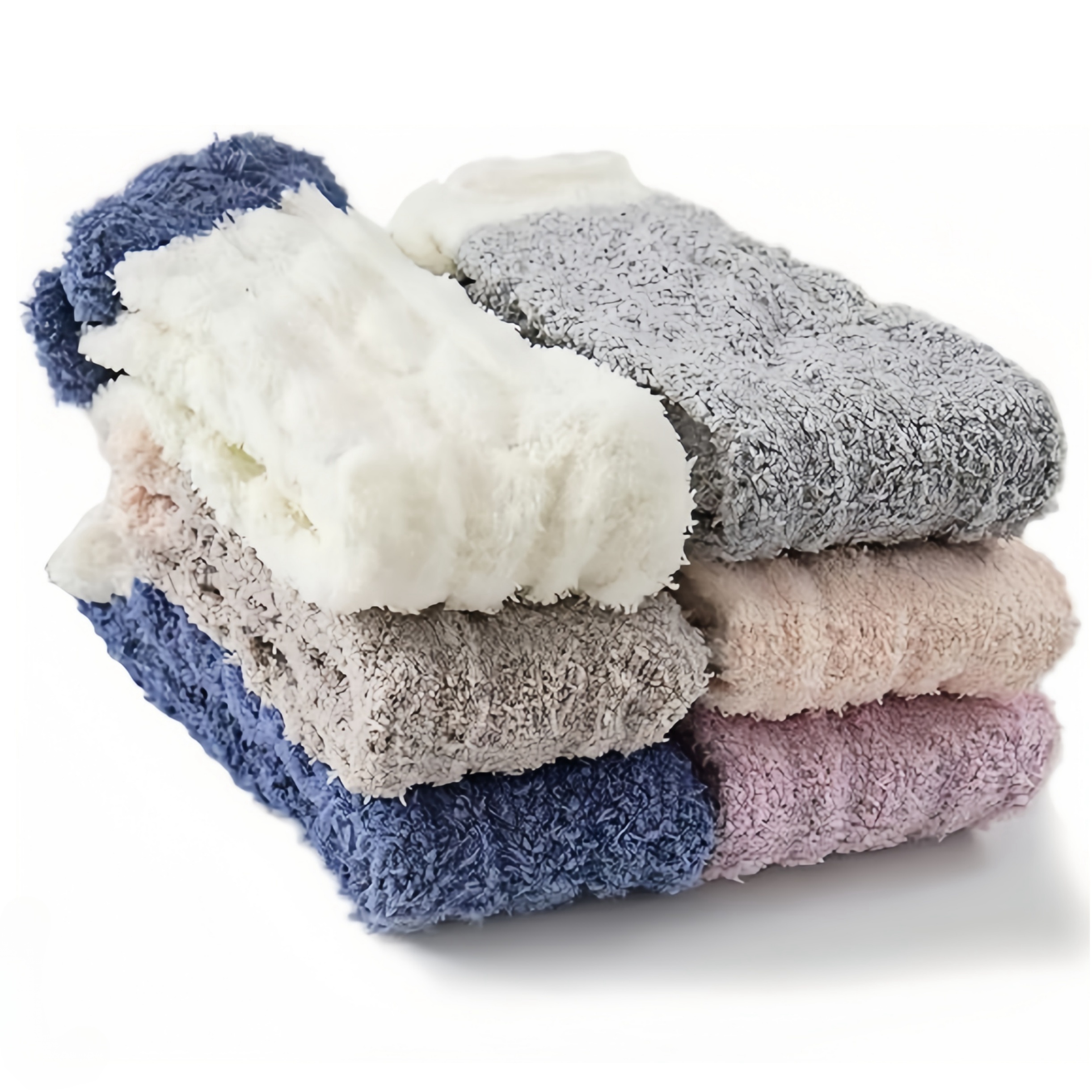 TEMU 6 Pairs Of Coral Fleece Crew Socks - Warm, Cozy, And Breathable For Fall And Winter - Women's Casual Stockings And Hosiery For Home, Office, And