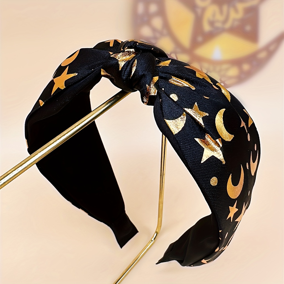 1pc Fashionable, , And Elegant Golden- Star And Moon Decorative Headband