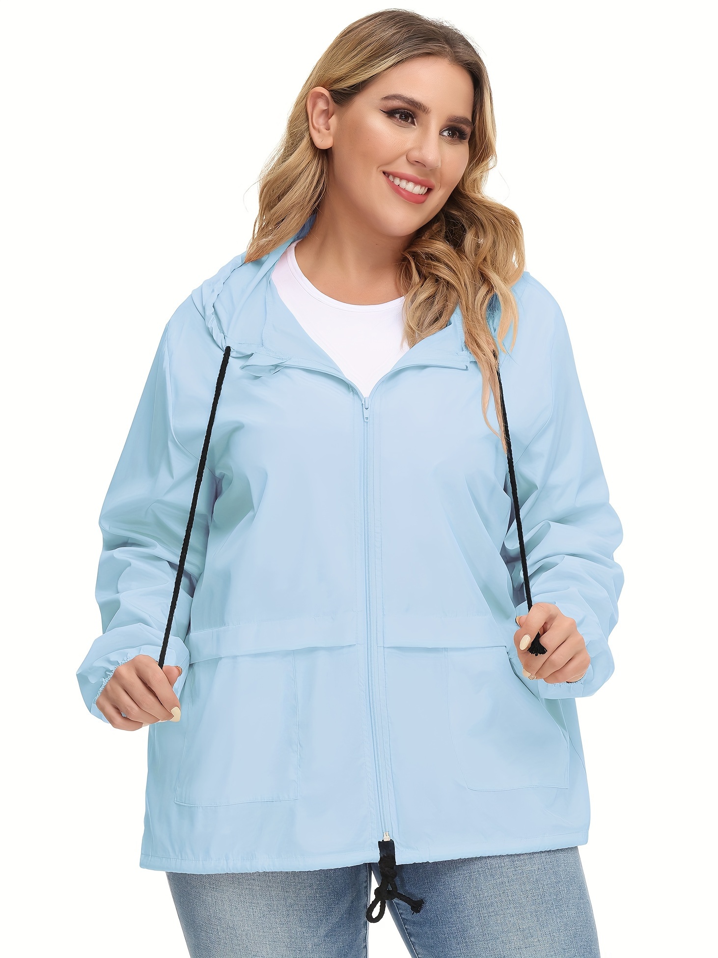 womens plus size high quality raincoat heavy duty hooded Temu