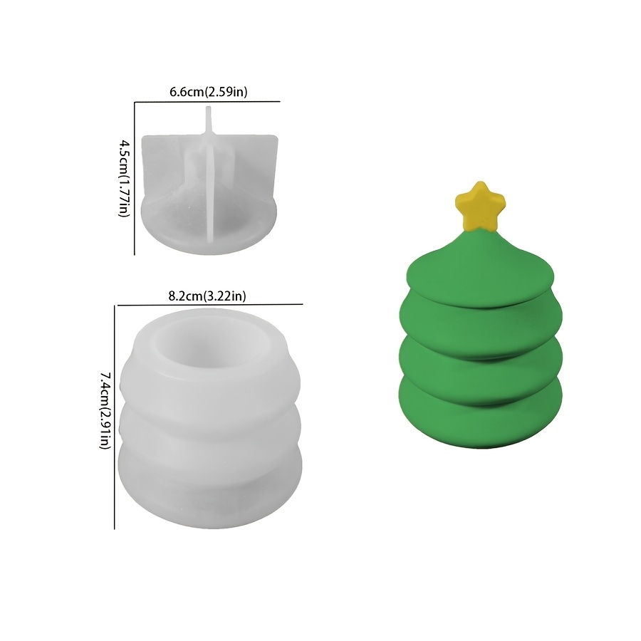 TEMU Set stampi in argilla per albero di Natale 3D, kit di stampi in silicone, resina silicone, stampo in gesso cemento riutilizzabile, facile da