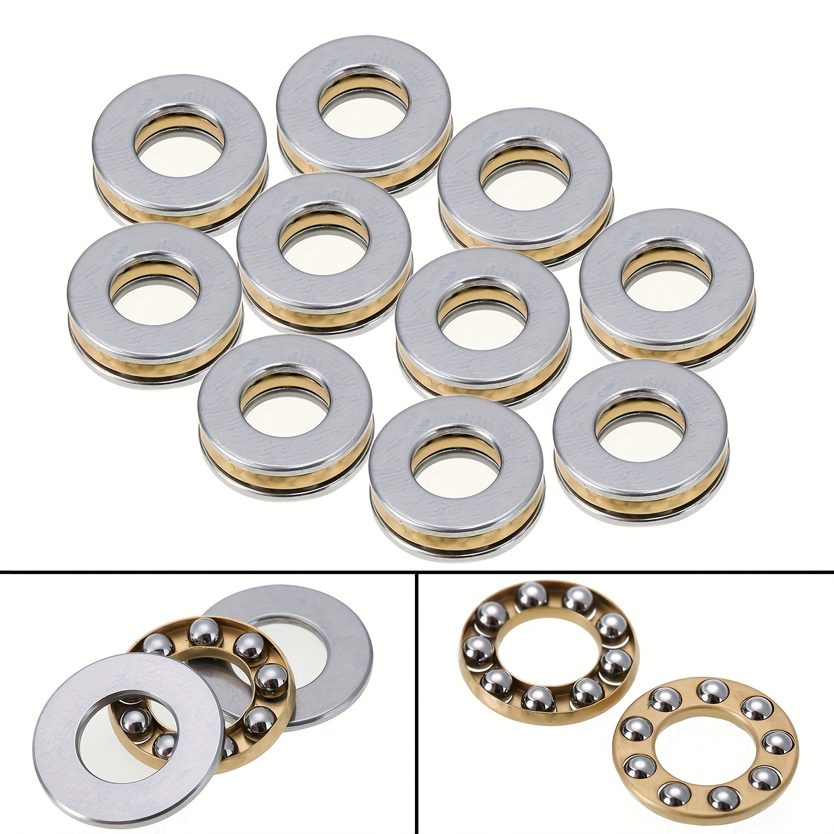 E-shop 5 Stück Hochpräzise F8-16M Miniatur Axial Metall Kugellager, Golden & Farbig, 8mm Innendurchmesser, 16mm Außendurchmesser, Kompaktes & Robustes