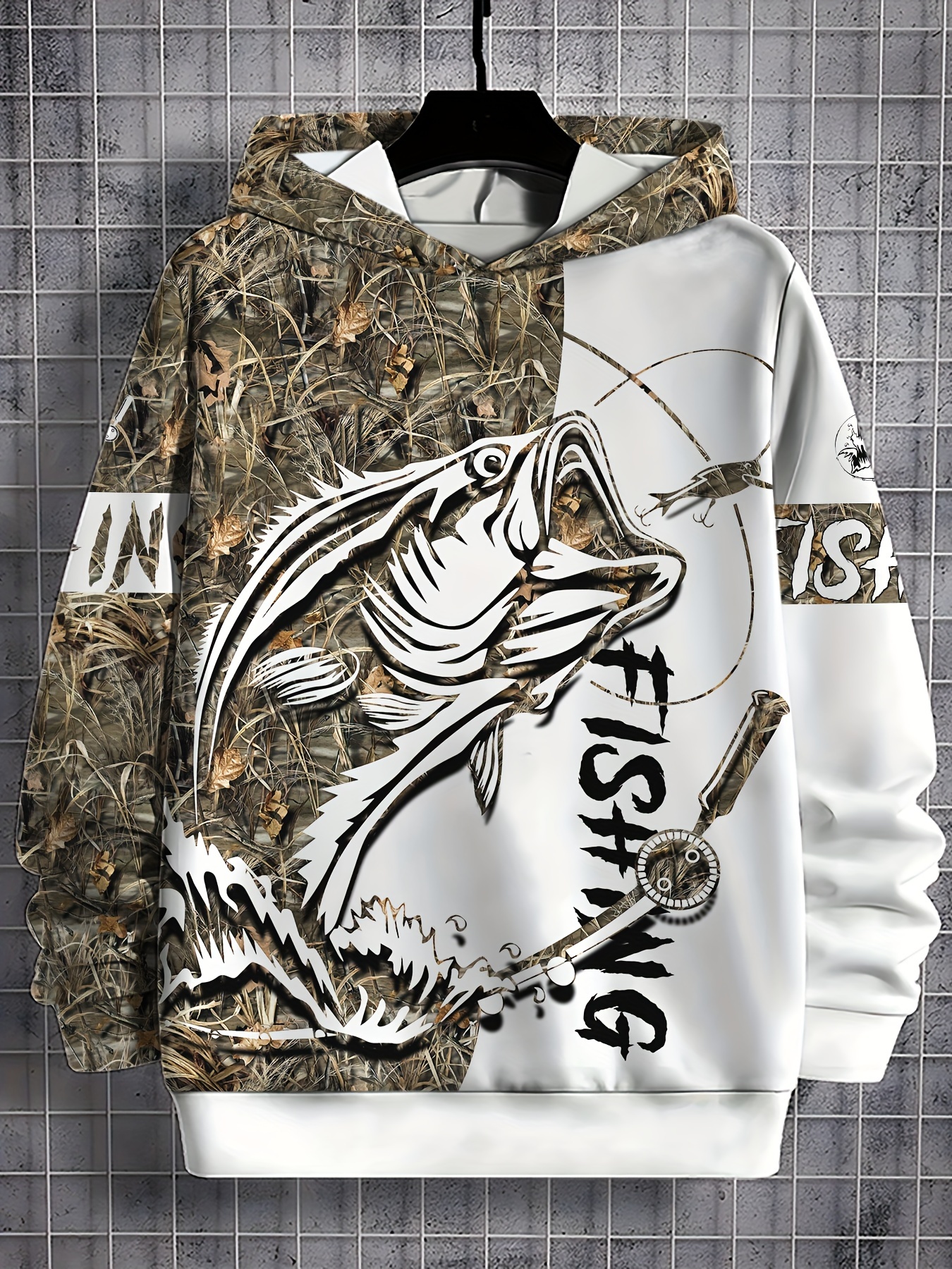 Bass Fishing Mens Fishing Hoodie Men' Camouflage Classic Bass
